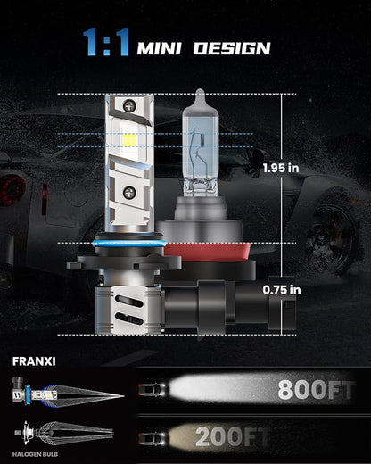 FRANXI 9005/HB3 9006/HB4 Bulbs Combo Fog Lights, 120W 32000LM Super Bright 6000K Cool White Accessory Light Kit, 1:1 Design with Cooling Fan, Plug and Play, Pack of 4