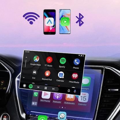 2026 Upgraded 2 in 1 Wireless CarPlay & Android Auto Adapter, Car Wired to Wireless Car Play Adapter, Plug & Play and Auto-Connection, Low Latency for iOS10+, USB/USB-C