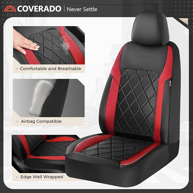 Coverado Car Seat Covers, Seat Covers Full Set, 5 Seats Automotive Seat Cover, Mesh Breathable Seat Protectors, Universal Fit for Most Cars