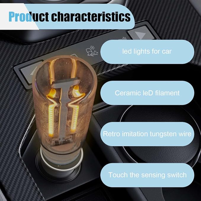 USB LED Car Interior Atmosphere Light, Plug-in USB Automotive Ambient Lighting Retro Car Lamps, Mini LED Car Interface Charging Night Light for Hallway Car Bedroom (Warm Light)