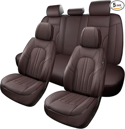 MINGBRON Car Seat Covers,Car Seat Protector Waterproof,Seat Covers Full Set, Car Seat Protectors,Automotive Seat Covers Fit for Most Cars Brown