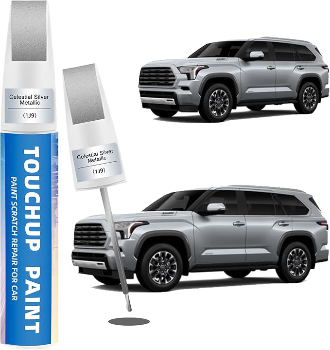 Celestial Silver Metallic(1J9) Touch Up Paint for Toyota 2-in-1 Car Scratch Repair Pen for Rock Chips, Door Scratches & Paint Nicks Exact Color Match Quick Dry DIY Fix for RAV4 Camry Corolla
