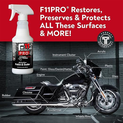 TopCoat F11PRO Starter Kit - The Most Advanced Water-Based Ceramic Coating for Cars, Motorcycles, and More - Includes 16 oz F11PRO Spray Bottle, 2 oz Travel Bottle, and 2 Microfiber Towels