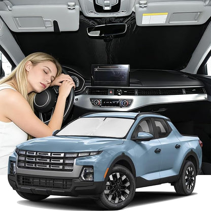 Windshield Sunshade for Hyundai Santa Cruz 2022-2026 Sun Shade Car Windshield Accessories Upgrade 4 Layers Blocks UV Rays Custom Fit Santa Cruz 240T Car Window Shades Front Windshield Keep Cool