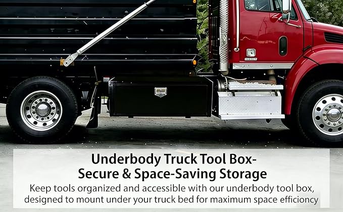 30" Underbody Truck Tool Box, Heavy Duty Steel Underbody Toolbox with T-Handle Lock & Weatherproof Seal, Lockable Truck Trailer Tool Box for Pickup, Flatbed, RV, Van, Utility Tractor - 30 x 18 x 18