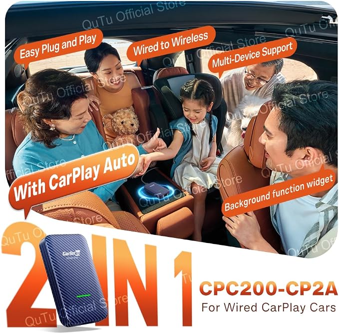 CarlinKit 4.0 Wireless CarPlay 2026 Apple - Wireless CarPlay Adapter for OEM Factory Wired CarPla y Cars 2 in 1. Plug & Play, Wired to Wireles s, Auto Connect, Online Upgrade, 5.8GHz Wi-Fi GPS