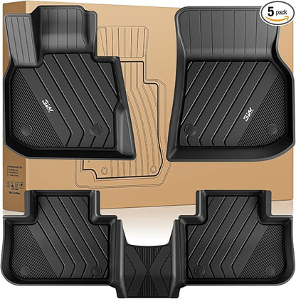 3W 2018-2024 BMW X3 Floor Mats & 2019-2025 X4 Floor Liner, All Weather TPE Custom Fit Accessories for X3 G01 X4 G02 30i M40i 30e M BMW X4 M M40i xDrive30i Full Set Car Mats, 5PCS