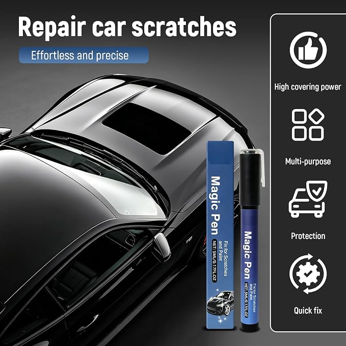 2 PCS Magic Car Scratch Removal Pen, 2026 New Car Paint Repair Pen for Minor Clear-Coat Scratches, Portable Auto Scratch Remover, Weather-Resistant for All Models