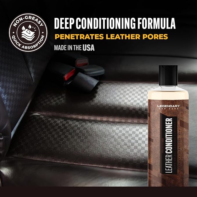 Legendary Leather Conditioner 16oz - Cleans, Conditions & Protects Car Interior - Leather Cleaner and Restorer for Car Seats, Plastics & Vinyl | Satin Finish, Non-Greasy