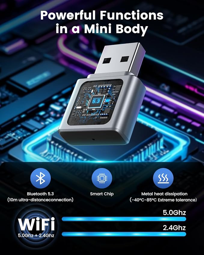 Wireless Carplay Adapter for Apple iPhone, Converts Wired to Wireless Mini CarPlay Kit with USB-C to USB-A Adapter for Cars from 2016 and iOS 10+ (Silver)