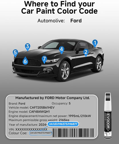 UA/UD/M6373/M6877 Black Ebony Touch Up Paint for Ford – Exact Match 2 in 1 Paint Pen for Chips and Nicks Repair