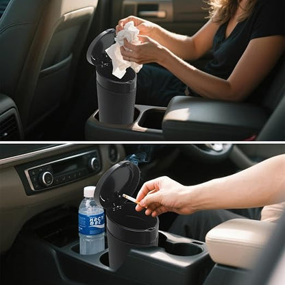 Car Trash Can Bin with Lid, Leakproof Garbage Can for Vehicle, Mini Trash Bin with 90 Attached Trash Bags, Easy to Clean Cup Holder Trash Can for Car, Home, Office