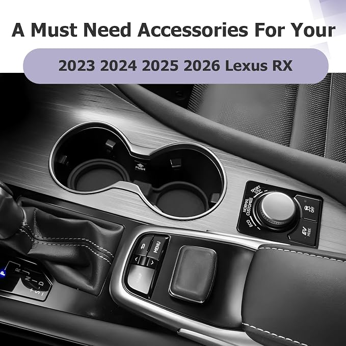 LUWU 2025 2026 RX350 Center Console Cup Holder Compatible with 2024 2025 2026 Lexus RX350/RX450/RX500 Accessories Premium Silicone Cup Holder Mat Spill-Proof, Easy Install & Clean, Black