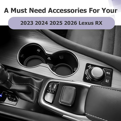 LUWU 2025 2026 RX350 Center Console Cup Holder Compatible with 2024 2025 2026 Lexus RX350/RX450/RX500 Accessories Premium Silicone Cup Holder Mat Spill-Proof, Easy Install & Clean, Black