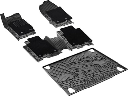 3W Floor Mats & Cargo Liner & Carpets Fit for 2021-2024 2025 Ford Bronco 4 Door, All Weather TPE Custom Fit Floor Liner and Trunk Mat Full Set Car Mats (Not for Bronco Sport & Rubberized Floor)