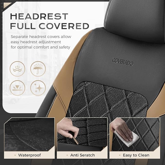 Coverado Car Seat Covers, Front Seat Covers, 2 Front Automotive Seat Cover, Mesh Breathable Seat Protectors, Universal Fit for Most Cars