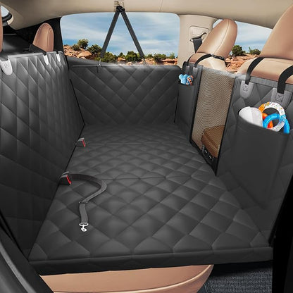 Back Seat Extender for Dogs-Large Space, Hard Bottom Egg Crate Foam Soft Dog Car Seat Cover, Sturdy Backseat Extender for Dogs, Waterproof Pet Car Bed Dog Hammock for Car, SUV, Truck