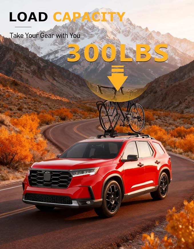 Tuyoung 300lbs Lockable Roof Rack Cross Bars Compatible with Honda Pilot 2023-2026 Sport TrailSport Touring Elite with Raised Rails,Heavy Duty Aluminum Roof Crossbar Luggage
