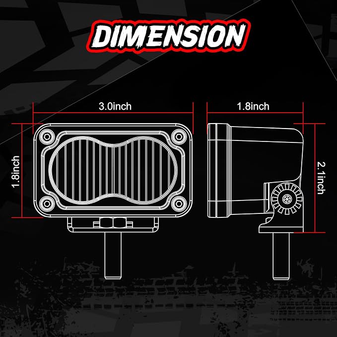 LED Pods Amber 3 Inch Off Road Driving Cube Pod Light LED Ditch Work Light Bar Bumper Backup Lights for Truck Pickup ATV UTV SUV 4x4 Motorcycle Boat