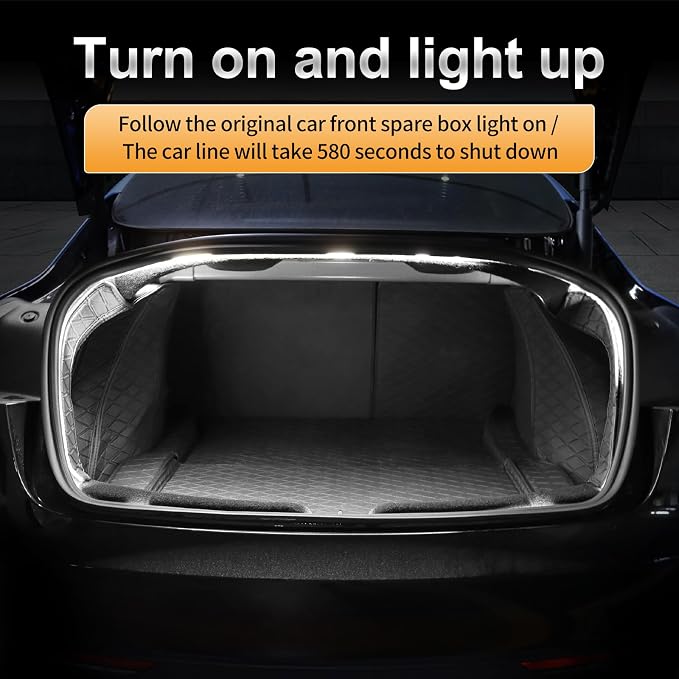 Trunk LED Light Strip for Tesla Model 3 2024 2025 2026 - Waterproof & Easy Installation Interior Lighting Bar with Flexible Silicone, Trunk Ambient Lighting Accessories (DC 15V, Cool White)