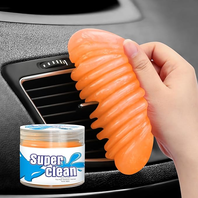 TeSabMi Car Cleaning Gel Car Cleaning Putty Car Putty Car Interior Cleaner Car Slime Car Detailing Kit Car Accessories Gifts for Men Women Stocking Stuffers Orange