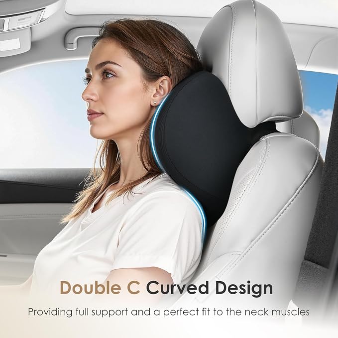 FLORICH Car Seat Cushion & Lumbar Support Pillow & Car Neck Pillow, Ergonomic Memory Foam Driving Seat Cushion for Back & Sciatica Pain Relief, Non-Slip Washable Cushion for Car, Driver, Office-Black