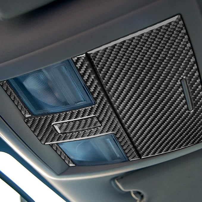 Real Carbon Fiber Sticker Car Roof Overhead Accent Light Decor Eyeglasses Organizer Box Decal Kit Compatible with Dodge Charger 2008 2009 2010 Interior Accessories Trim 5pcs Black