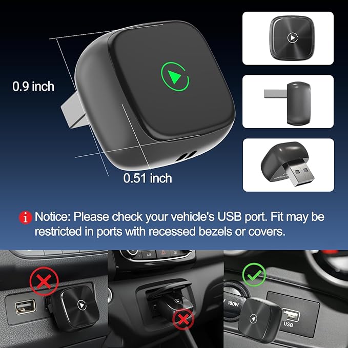 2026 Upgraded Wireless CarPlay Adapter & Android Auto, 2 in 1 Mini Dongle with Cooling Vents for Stable Connection, Converts Wired to Wireless, 5GHz WiFi No Delay, Plug & Play for Factory Wired Cars