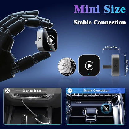2026 Wireless CarPlay Adapter Upgrade Wired CarPlay to Wireless, Mini USB Design for Cars with Built-in Wired Apple CarPlay Plug and Play Easy Use Fast Stable Connection Car Play for iPhone
