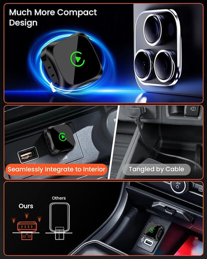 Wireless 2-in-1 CarPlay Adapter for Android: BANKKY Fast Auto-Connect 5GHz Dual-Band Car Adapter for iPhone Stable Connection Plug & Play Low Latency Mini Upgraded Wired to Wireless for CarPlay