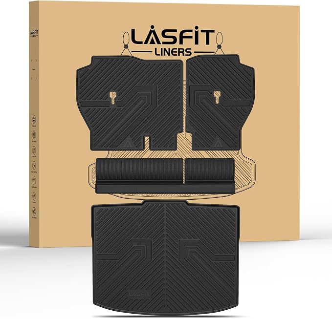 LASFIT Cargo Mat with Backrest Mat for Honda CR-V 2026 2025 2024 2023 Gasoline (Not for Hybrid), All Weather Custom Fit TPE Trunk Mat Trunk Liner Cargo Liner with Seatback Mat (Lower Position)