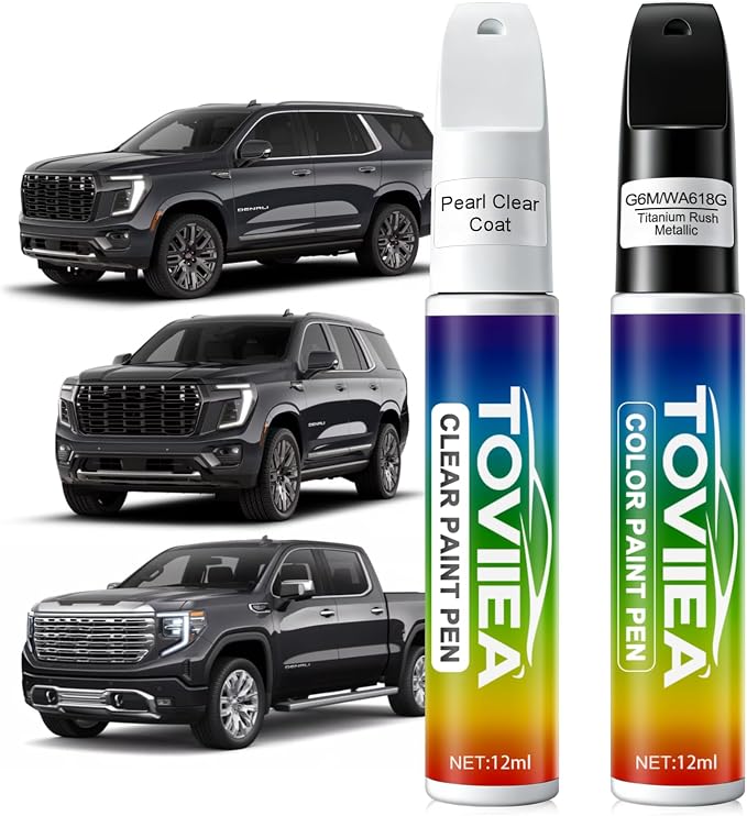 Titanium Rush Metallic(G6M/WA618G) Touch Up Paint Compatible with GMC,2-In-1 Car Scratch Remover Pen,Car Paint Scratch Repair Kit for Scratches,Chips & Nicks,2-PCS SET