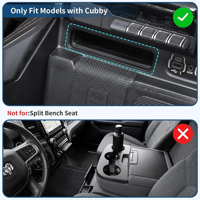 Center Console Hidden Storage Drawer Compatible with 2019-2026 RAM 1500 2500 3500, Pull-Out Organizer Insert with Anti-Slip Mat, Only Fits Models with Console Cubby