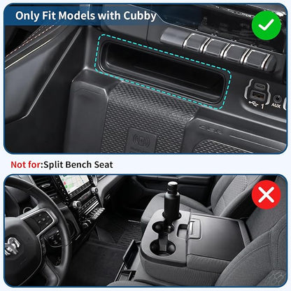 Center Console Hidden Storage Drawer Compatible with 2019-2026 RAM 1500 2500 3500, Pull-Out Organizer Insert with Anti-Slip Mat, Only Fits Models with Console Cubby