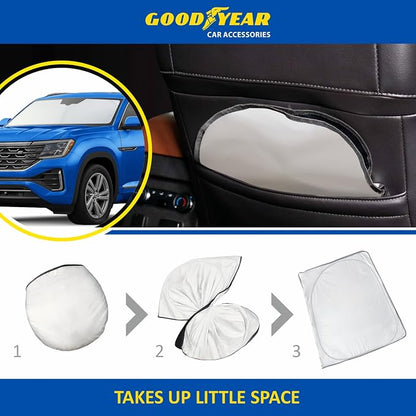 Goodyear Foldable Windshield Sunshade for Volkswagen Atlas Cross Sport 2020-2026, Car Accessories, Sunshade Cover, Sun Shade Car Windshield, Window Sun Blocker - GY008361