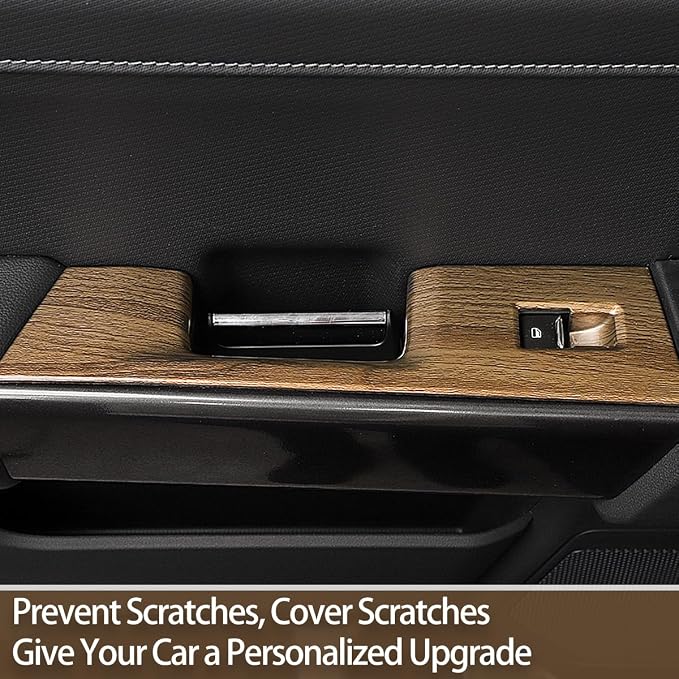GZXinWei Wood Grain Door Window Control Switch Panel Trim Cover Sticker for Ford F150 2021 2022 2023 2024 2025 2026 Interior Upgrade Accessories