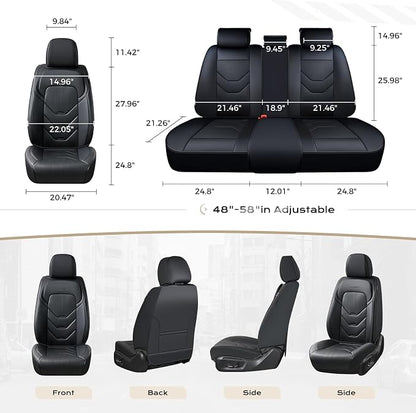 Coverado Front Seat Cover, 2 PCS Black Seat Cover for Cars, Leather Car Seat Cover, Waterproof Car Seat Protector, Automotive Seat Cover, Universal Car Seat Cushion Fit for Most Sedan SUV Truck