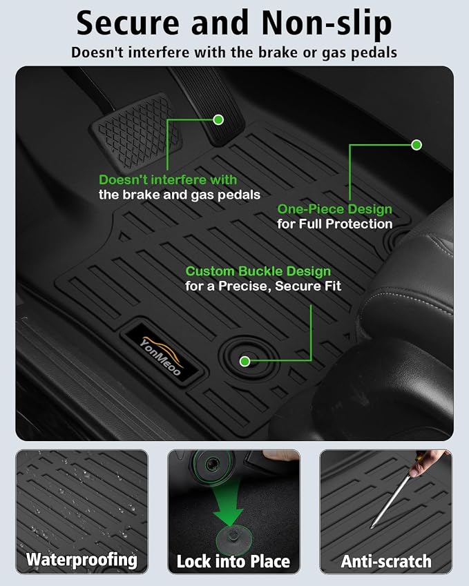 Floor Mats 2019-2025 2026 for Chevy Silverado/GMC Sierra 1500, 2020-2026 2500HD/3500HD (Crew Cab Only, Fit with Rear Under-Seat Storage All Weather TPE Floor Liner (Not 2nd Row Plastic Storage/NO EV)