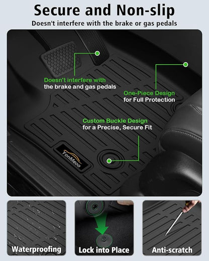 Floor Mats 2019-2025 2026 for Chevy Silverado/GMC Sierra 1500, 2020-2026 2500HD/3500HD (Crew Cab Only, Fit with Rear Under-Seat Storage All Weather TPE Floor Liner (Not 2nd Row Plastic Storage/NO EV)