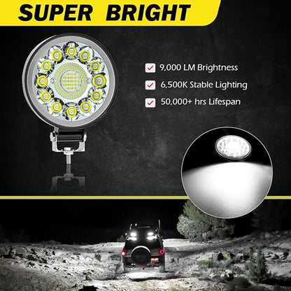 Round LED Work Lights for Tractor, Driving Fog Off Road Lights 4 Inch 123W for Motorcycles Jeep Trucks Pickup Golf Cart SUV ATV UTV 4x4 Van Camper 20Pack