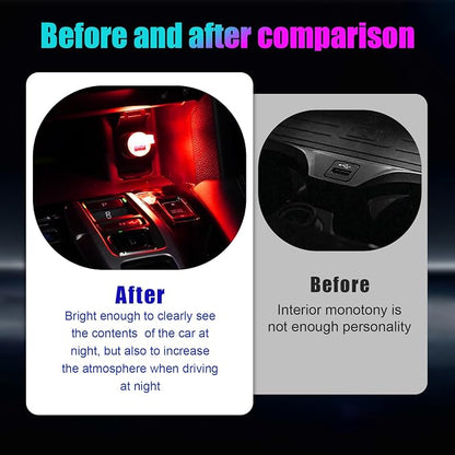 4 PCS USB LED Car Interior Atmosphere Lamp, Portable Mini LED Night Light, Plug-in USB Interface Trunk Ambient Lighting Kit, Universal Interior Car Accessories (Red)