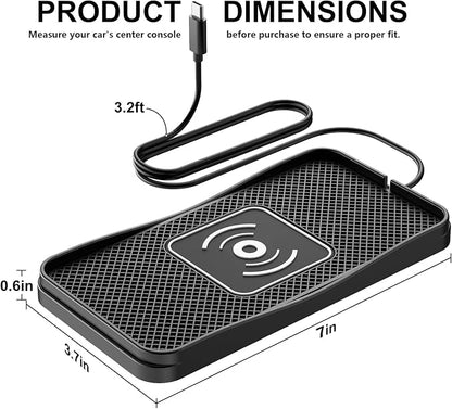 Wireless Car Charger, 15W Max Wireless Charger for Car, Non-Slip Charging Pad Compatible with iPhone 17/16/15/14/13/12, Samsung Galaxy S25-S9 (Type-C)