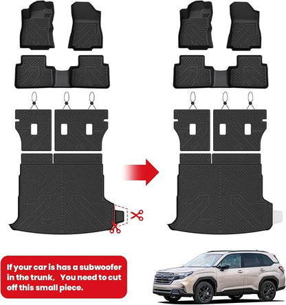 LASFIT Floor Mats & Backrest & Cargo Mats for Subaru Forester 2026 2025 (Fit Hybrid, Not for Gas), All Weather TPE Custom Fit Easy Clean for Forester Hybrid 2025 2026 Car Accessories Trunk Liners