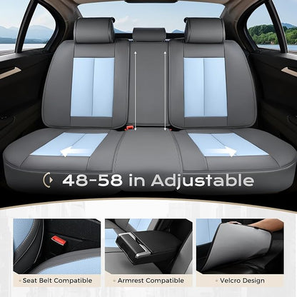 Coverado Seat Covers, Car Seat Covers Full Set, Leather Seat Covers for Cars, Car Seat Protector, Gray Car Seat Covers Front Seats and Back Seats Universal Fit for Most Cars Lightblue
