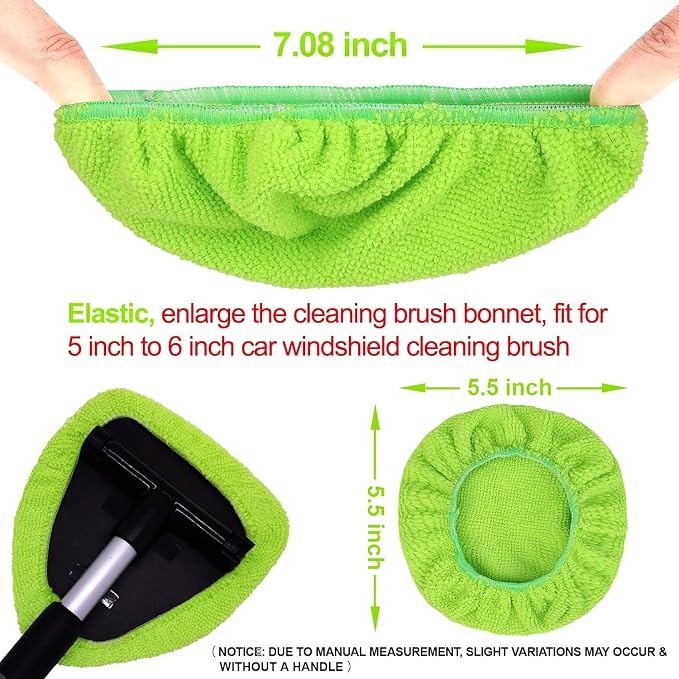 XINDELL 5 Pack Microfiber Pads – Replacement Heads Cover for Xindell Windshield Cleaner Tools. Washable & Reusable Triangle Pads (Green). Fits Window Reach Tool - Handle Not Included