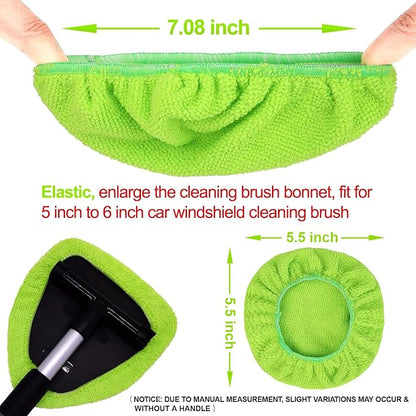 XINDELL 5 Pack Microfiber Pads – Replacement Heads Cover for Xindell Windshield Cleaner Tools. Washable & Reusable Triangle Pads (Green). Fits Window Reach Tool - Handle Not Included