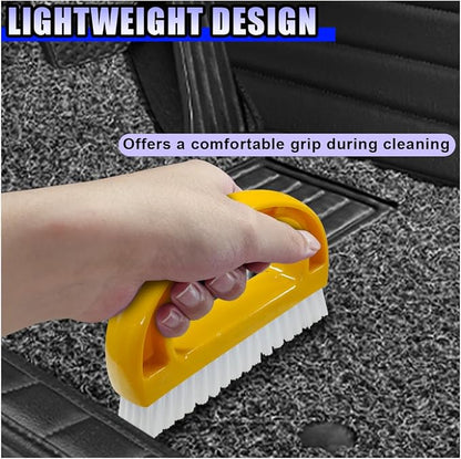YoRise 2PCS Car Carpet Cleaning Brush, Stiff Bristle Floor Scrub Brush, Portable Car Cleaning Kit, Automotive Wash Brushes for Vehicles Interiors, Home, Floor Mat, Leather Seat (Yellow)