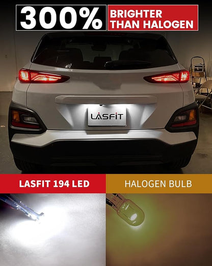 LASFIT 194 LED Bulb for License Plate Bulb White Bright,T10 168 LED Bulbs Canbus Error Free, 400LM 6000K 192 2825 W5W for Dome Map Trunk Cargo Lights (2-Pack)