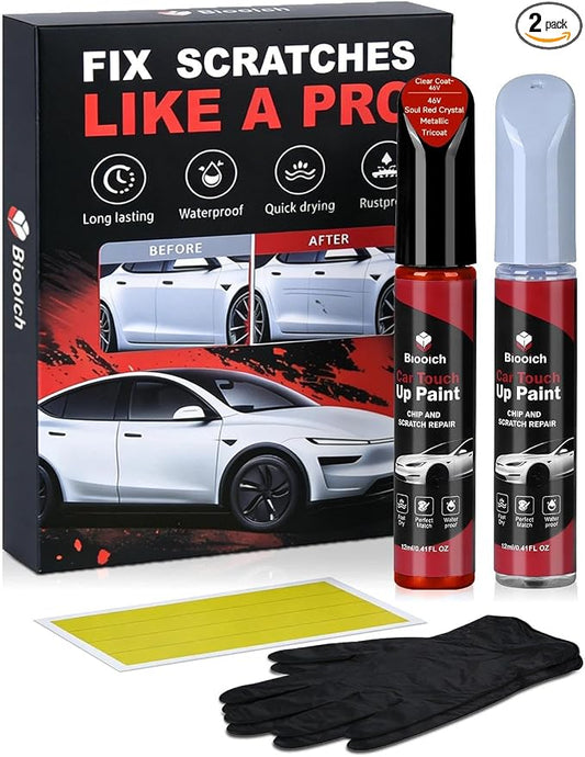 Soul Red Crystal Metallic Tricoat 46V for Mazda Touch Up Paint Kit with 2K Clear Coat,Exact Color Match Touch Up Paint for Chip and Scratch Repair