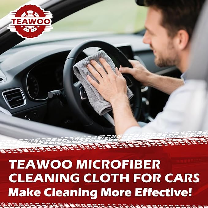 TEAWOO Gray Microfiber Cleaning Cloths Bulk-400 Pack, Gray Microfiber Towels for Cars, Ultra Absorbent Wash Cloths, Lint-Free Streak-Free Microfiber Towels Bulk for Cars, 12x12 inches